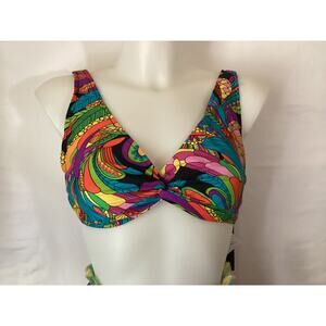 4568 NWT Bikini Bay M/M 57D FCPF Funky Feathers Underwire Cup Size Top Size 32D